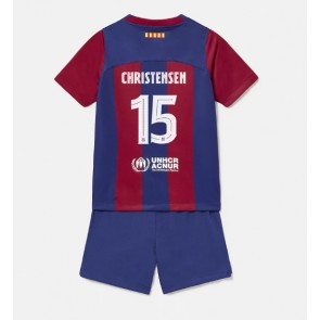 Barcelona Andreas Christensen #15 Hemmaställ Barn 2023-24 Kortärmad (+ Korta byxor)